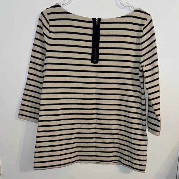 LOFT Cream and Black Striped 3/4 Sleeve Blouse Size Small - Picture 3 of 6
